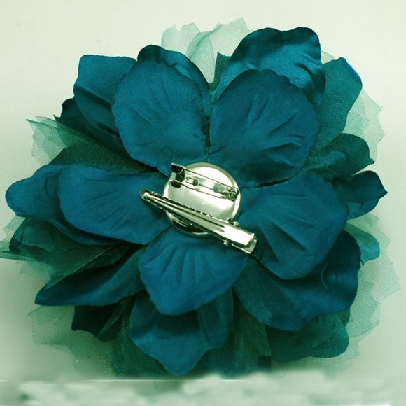 5-1/2" Large Handmade Fabric Flower -Teal - Picture 2 of 2